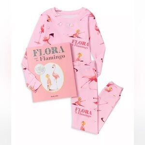 Hatley Girls' Flora and the Flamingo Pajamas & Book Set